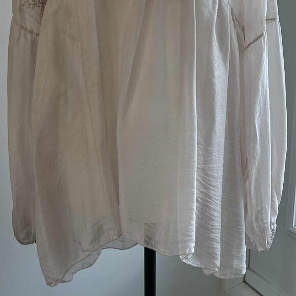 Bella Amore Italy Dusty Rose Sheer Silk-Blend Gauze Embroidered Blouse – EU L - Picture 4 of 13